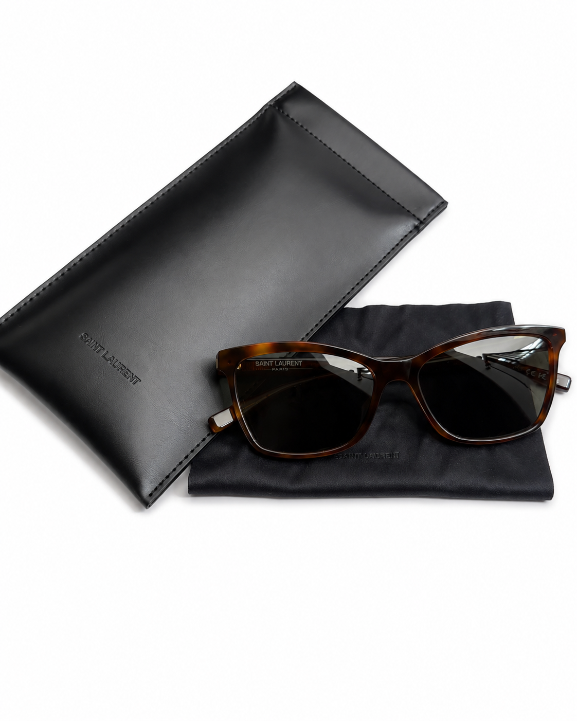 Saint Laurent Men’s Tortoiseshell Sunglasses with Dark Lenses