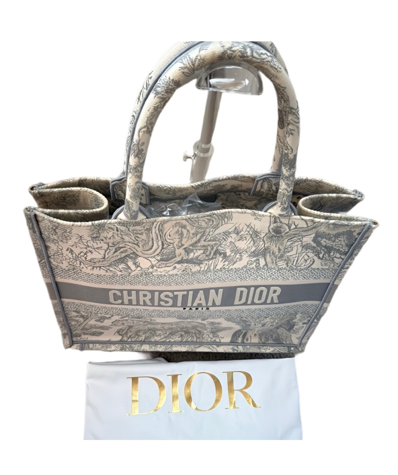 Christian Dior Beige and Gray Book Medium Tote (Dust bag and Paper bag included)