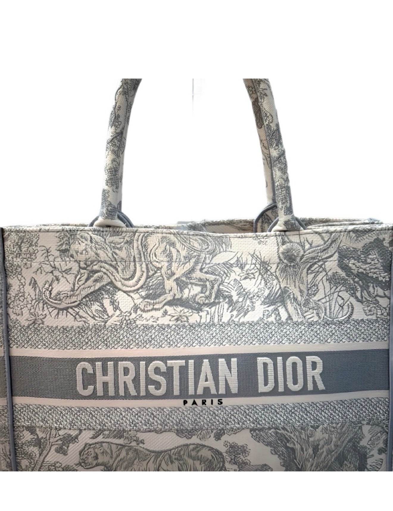 Christian Dior Beige and Gray Book Medium Tote (Dust bag and Paper bag included)