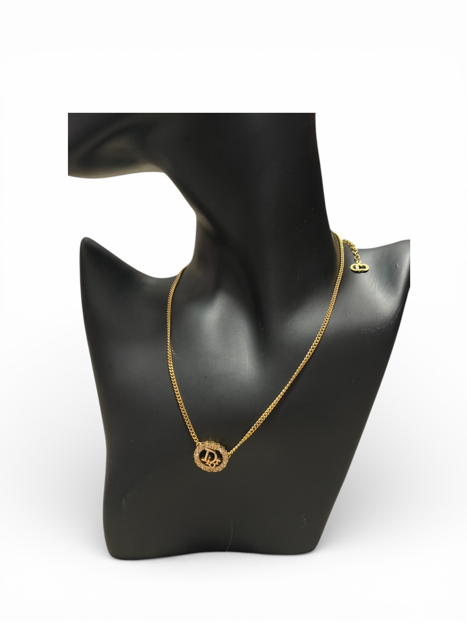 Christian Dior Gold pendant necklace with Rhinestone