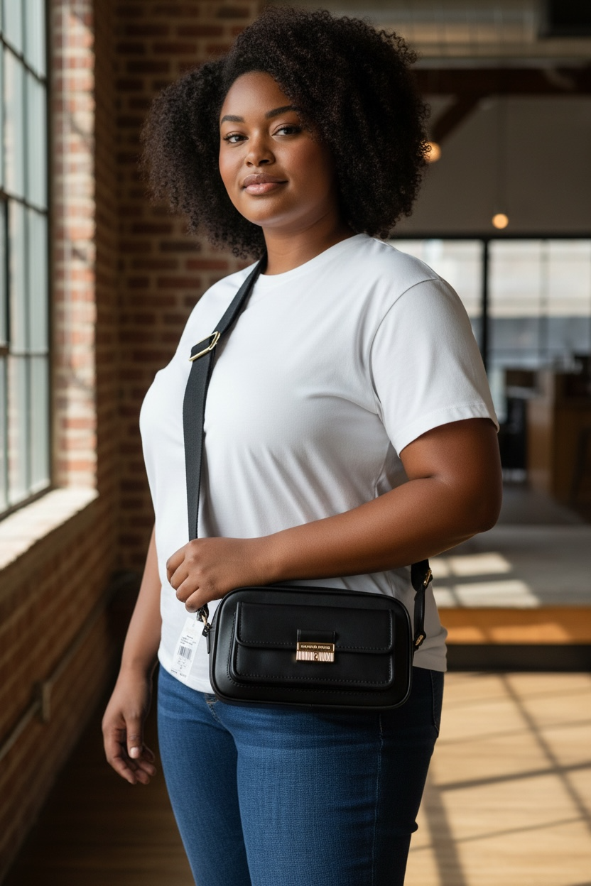 Michael Kors Bradshaw Black leather camera bag