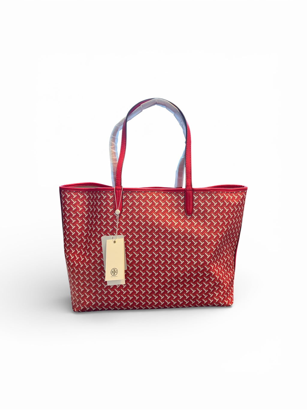 Tory Burch Tile T Link Tote Color Red Tzag Allover OS