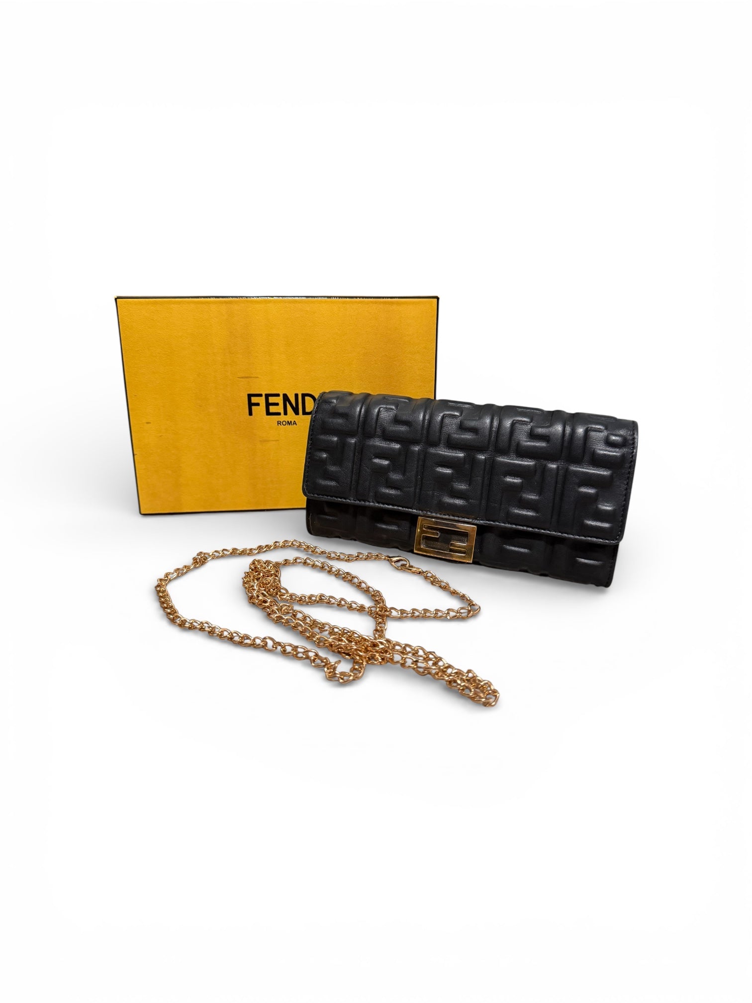 Fendi Black Napa Leather Baguette