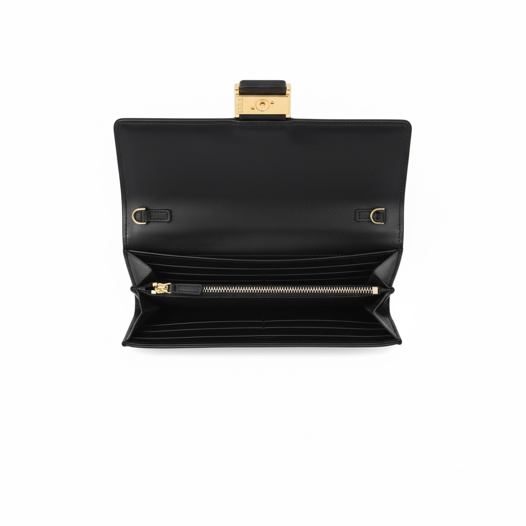 Fendi Black Napa Leather Baguette