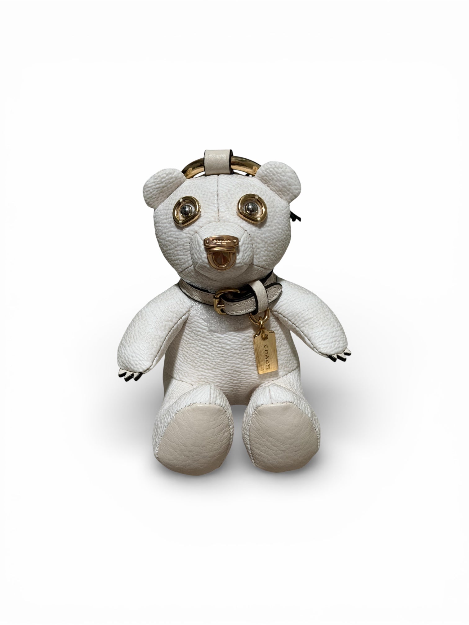 Coach Leather Bear Bag Charm (White)