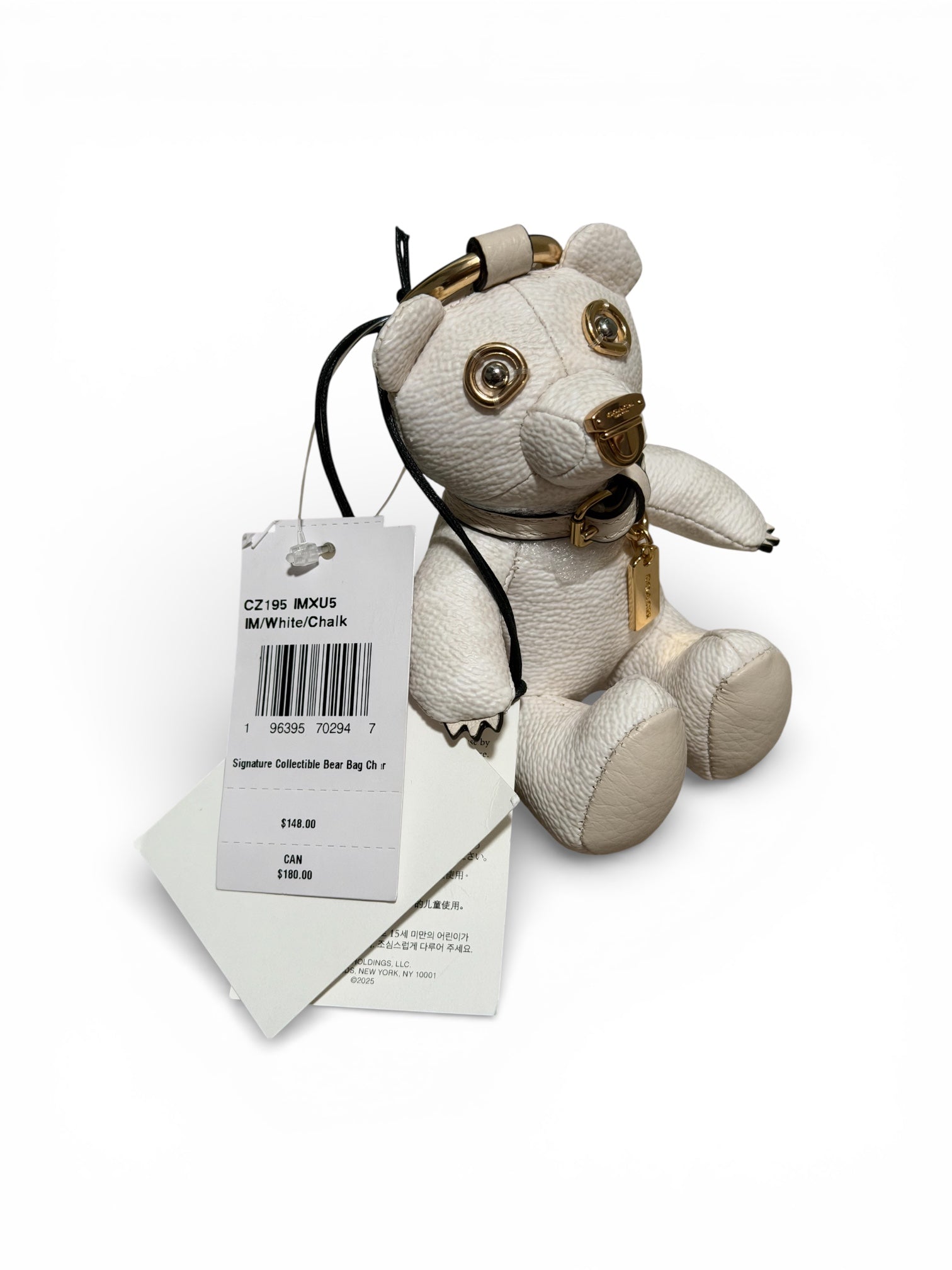 Coach Leather Bear Bag Charm (White)