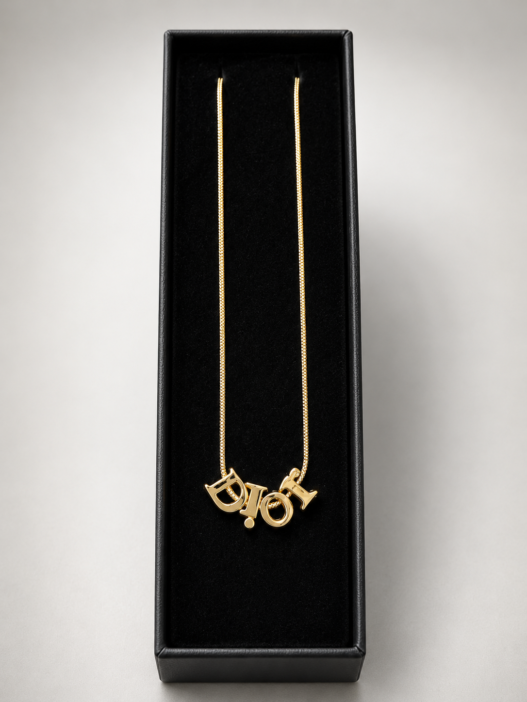 Vtg Christian Dior by John Galliano Gold Logo Necklace