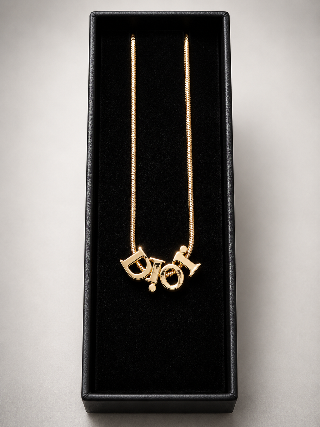 Vtg Christian Dior by John Galliano Gold Logo Necklace