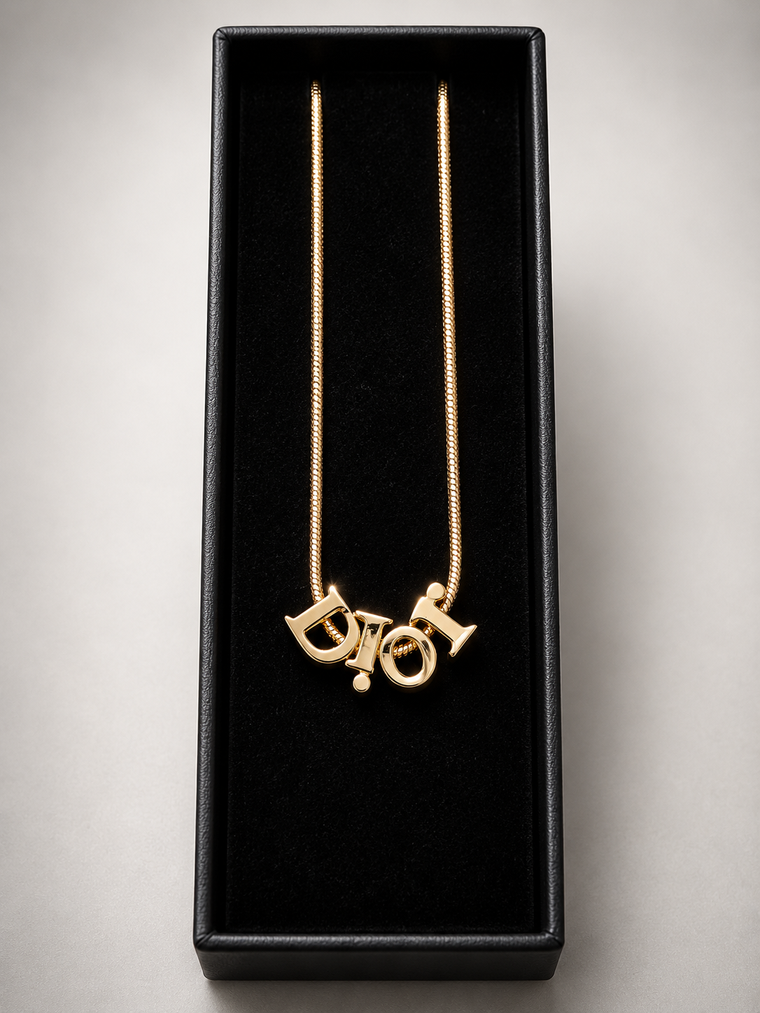 Vtg Christian Dior by John Galliano Gold Logo Necklace