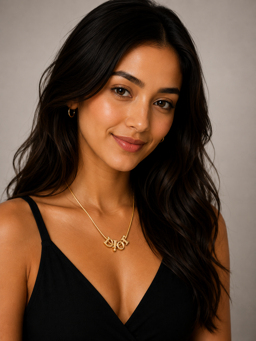 Vtg Christian Dior by John Galliano Gold Logo Necklace