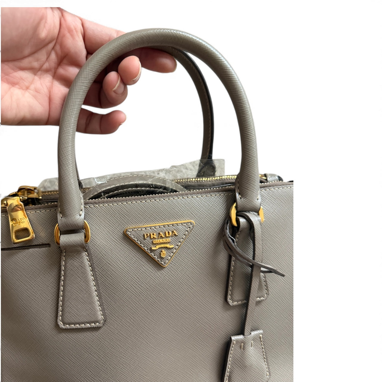 Prada Saffiano Double Zip Tote Small